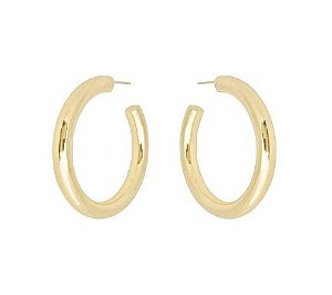 ARGOLA TUBO LISA GRANDE BANHADA A OURO