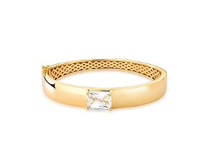 BRACELETE LISO COM PEDRA RETANGULAR CENTRAL BANHADO A OURO