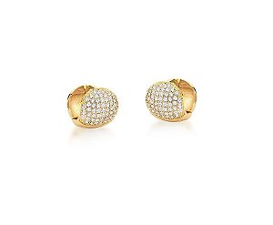 ARGOLA REDONDA COM NOVE FILEIRAS DE ZIRCÔNIAS BANHADA A OURO