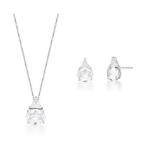 CONJUNTO DE ZIRCÔNIA CRISTAL GEOMÉTRICAS BANHADO A RÓDIO