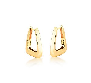 Argola Triangular G Lisa Banhado a Ouro 18k