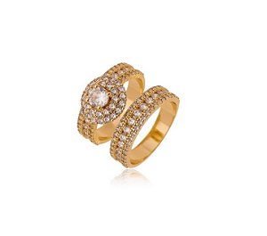 ANEL DUPLO CRAVEJADO BANHADO A OURO