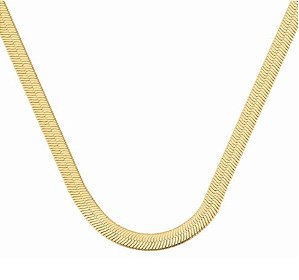 COLAR MALHA LAMINADA LISA BANHADA A OURO