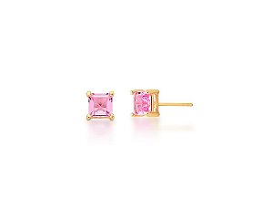 BRINCO PEQUENO CRISTAL ROSA BANHADO A OURO
