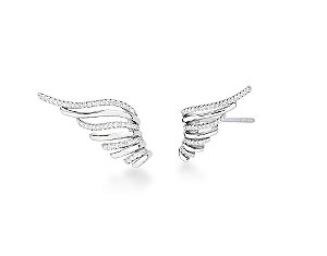 BRINCO EAR CUFF ASA CRAVEJADA BANHADO A RÓDIO BRANCO