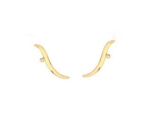 BRINCO EAR CUFF LISO COM UM PONTO DE LUZ BANHADO A OURO