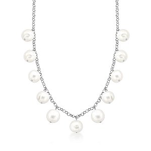 COLAR COM ONZE PÉROLAS DE ÁGUA DOCE BANHADO A RÓDIO BRANCO