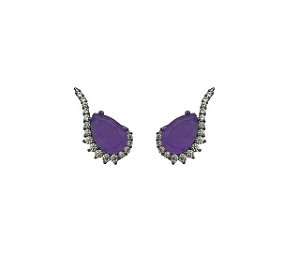 BRINCO EAR CUFF GOTA ULTRAVIOLETA FUSION BANHADO A RÓDIO NEGRO