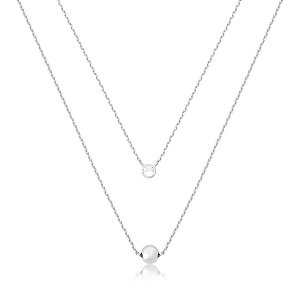 COLAR DUPLO PONTO DE LUZ E ESFERA BANHADO A RÓDIO