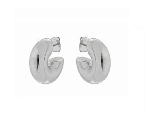 MEIA ARGOLA GRANDE LISA BANHADA A RÓDIO BRANCO