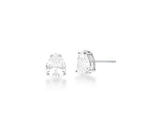 BRINCO GOTA MÉDIA CRISTAL BANHADO A RÓDIO BRANCO