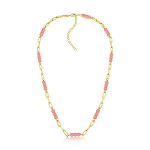 COLAR ELOS COM PONTOS LIGHT PINK FUSION BANHADO A OURO
