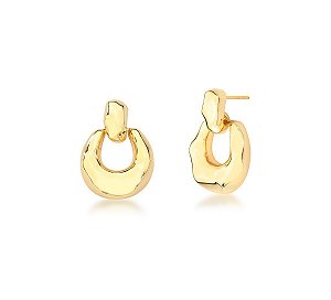 BRINCO PÊNDULO ORGÂNICO LISO TRABALHADO BANHADA A OURO