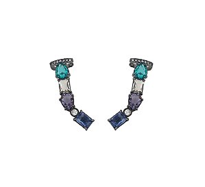 BRINCO EAR CUFF LUXO COLORS BANHADO A RÓDIO NEGRO