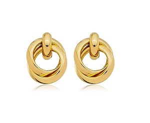 BRINCO ARGOLA FRONTAL DUPLA LISA BANHADO A OURO