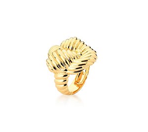 ANEL TRANÇADO E LISO BANHADO A OURO