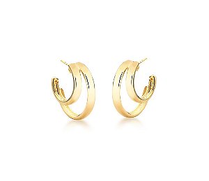 MEIA ARGOLA DUPLA LISA BANHADA A OURO