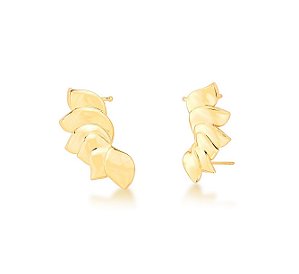 BRINCO EAR CUFF PÉTALAS LISAS BANHADO A OURO