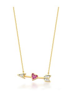 COLAR CORAÇÃO FLECHADO BANHADO A OURO