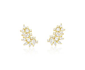BRINCO MINI EAR CUFF GOTAS CRISTAIS BANHADO A OURO
