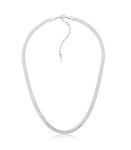 COLAR MALHA LAMINADA 4 MM BANHADO A RÓDIO BRANCO