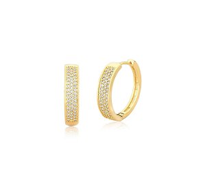 ARGOLA MÉDIA COM CRAVAÇÃO FRONTAL BANHADA A OURO