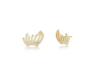 BRINCO CURVO CRAVEJADO BANHADO A OURO