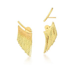 BRINCO EAR JACKET DE FRANJA BANHADO A OURO