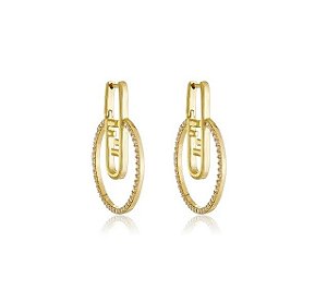 ARGOLA COM ESFERA LATERAL CRAVEJADA BANHADO A OURO