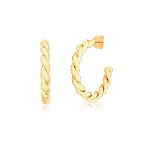 MEIA ARGOLA TORCIDA BANHADA A OURO