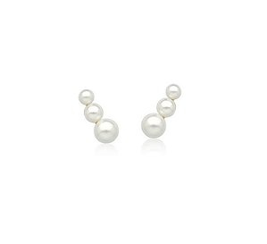 BRINCO EAR CUFF COM TRÊS PÉROLAS SHELL BANHADO A OURO