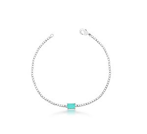 PULSEIRA RIVIERA COM PEDRA RETANGULAR TURMALINA FUSION BANHADA A RÓDIO