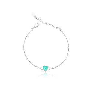 PULSEIRA CORAÇÃO TURMALINA FUSION BANHADA A RÓDIO BRANCO