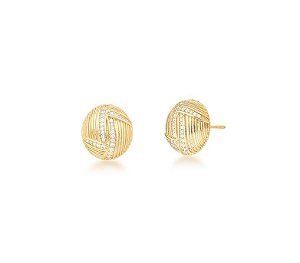 BRINCO OVAL ABAULADO E CRAVEJADO BANHADO A OURO