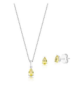 CONJUNTO GOTINHA AMARELO BANHADO A RÓDIO