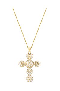 COLAR CRUCIFIXO CRAVEJADO BANHADO A OURO