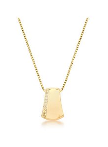 COLAR LONGO COM PINGENTE DE ARGOLA CRAVEJADA BANHADO A OURO