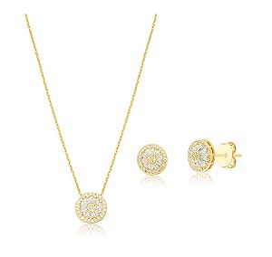 CONJUNTO PIZZA CRAVEJADO BANHADO A OURO