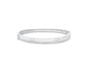 BRACELETE COM CORAÇÕES CRAVEJADOS BANHADO A RÓDIO BRANCO