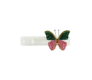 PRESILHA DE ACETATO COM BORBOLETA CRAVEJADA