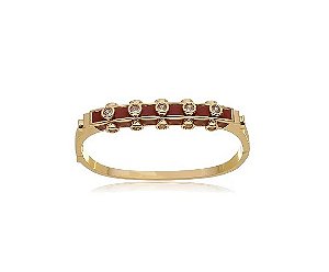 BRACELETE COM ESMALTAÇÃO VERMELHA E PONTOS DE ZIRCÔNIA
