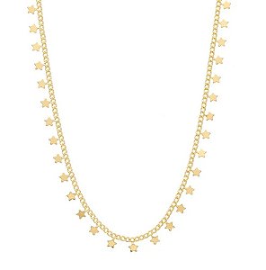 COLAR ESTRELINHAS LISAS BANHADA A OURO