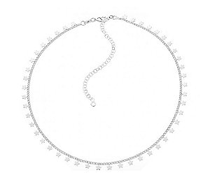 COLAR ESTRELAS LISAS BANHADO A RÓDIO BRANCO