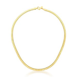 COLAR MALHA TRABALHADA QUADRADA BANHADA A RÓDIO