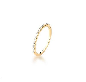 ANEL COM UMA FILEIRA DE ZIRCÔNIAS CRISTAIS BANHADO A OURO