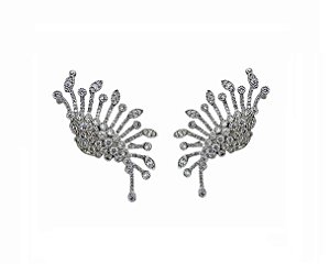 BRINCO EAR CUFF DE LUXO CRAVEJADO CRISTAL BANHADO A RÓDIO