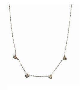 COLAR CORAÇÕES CRAVEJADOS COLORIDOS BANHADA A RÓDIO BRANCO