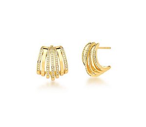 BRINCO SETE VOLTAS LISAS E ZIRCÔNIAS BANHADO A OURO