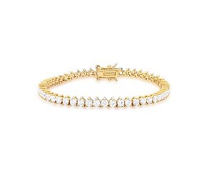 PULSEIRA RIVIERA TRÊS PONTAS COM ZIRCÔNIA CRISTAL BANHADA A OURO