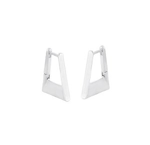 ARGOLA LISA TRIANGULAR ESTREITA BANHADA A RÓDIO BRANCO